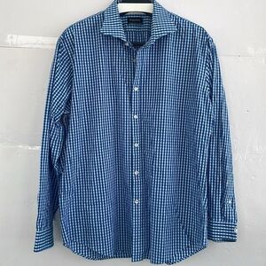 Esquire Men’s Performance Slim Fit Long Sleeve Blue and White Shirt 17 34/35